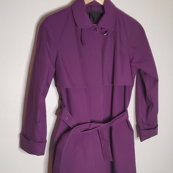 Grape Purple London Fog Single Breasted Trench Coat - Picture 2 of 15